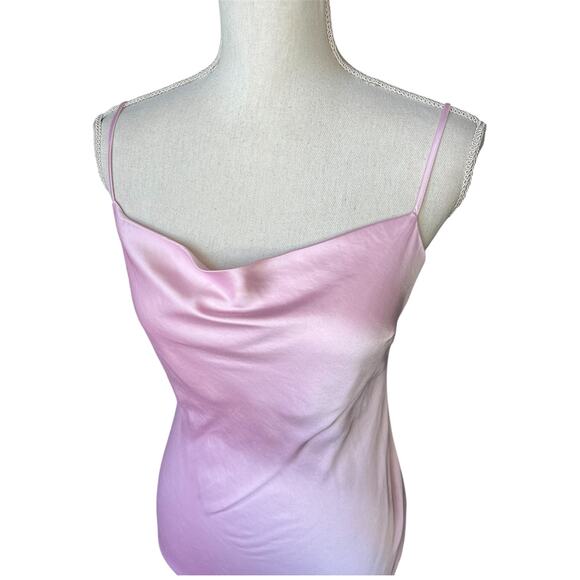 Express pink satin slip dress midi cowl neck sleeveless feminine spring - Picture 3 of 9